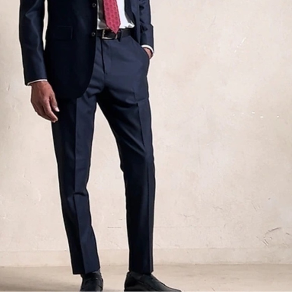 Banana Republic Tailored Slim Fit Olimpias Fabrics Men’s Dress Navy Pants Sz 35